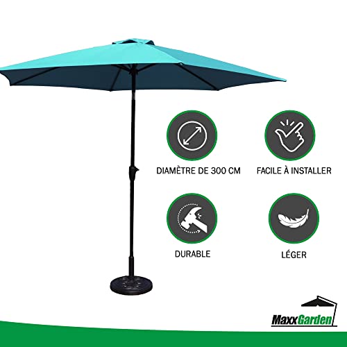 MaxxGarden parasol extérieur en aluminium 300 cm inclinable - protection solaire - jardin terrasse patio piscine plage