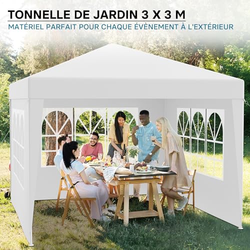 Wiltec Pavillon Blanc Protection UV 50+ Gazebo de Jardin, Tente de Réception Terrasse Festival