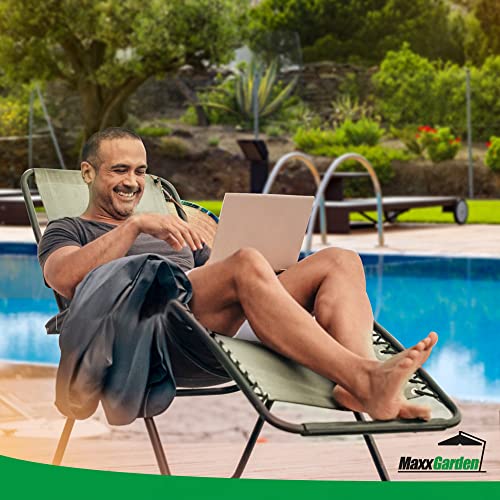 MaxxGarden Chaises Longues Pliantes - Dossier Réglable pour Jardin & Terrasse | Ensemble 2 Pièces Gris