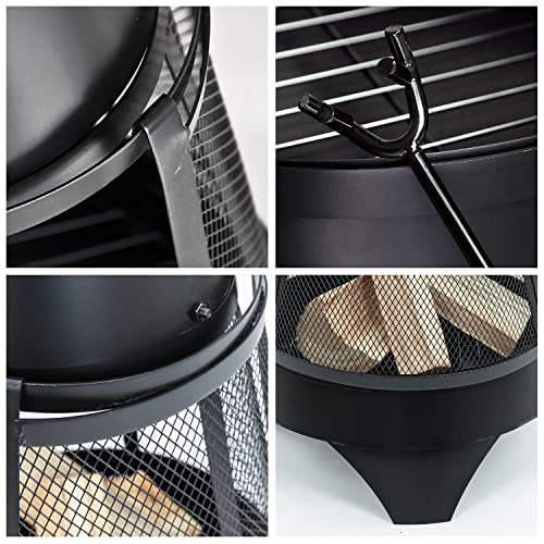 MaxxGarden Chauffage Céramique pour Jardin Ø40×119 cm Noir - Brasero de Jardin Extérieur Pas Cher, Modèle Atlanta, Poêle